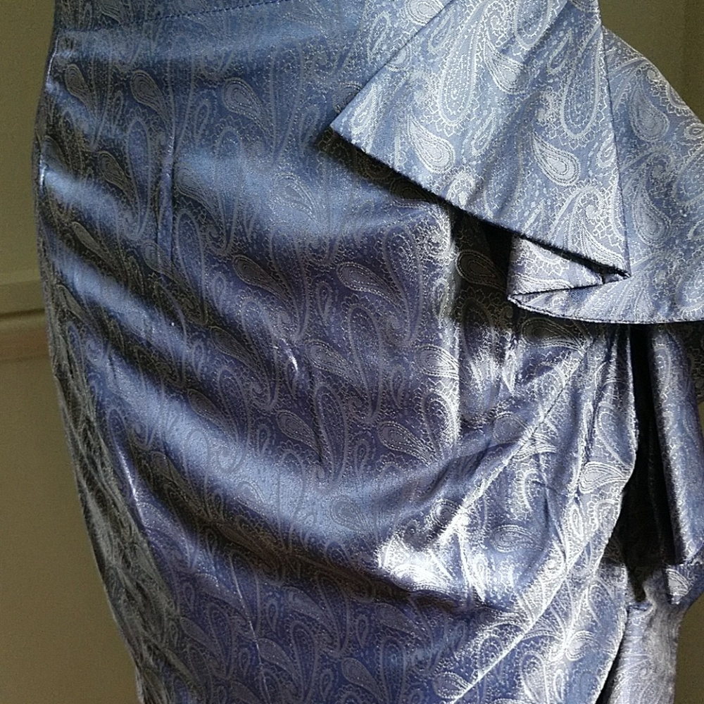 #5 Lucca Couture Boutique Purchase Side Ruffled Satin Paisley Brocade Skirt
